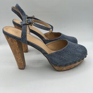 NEW Chambray Ankle-Strap Platform Pump—Women's Size 12